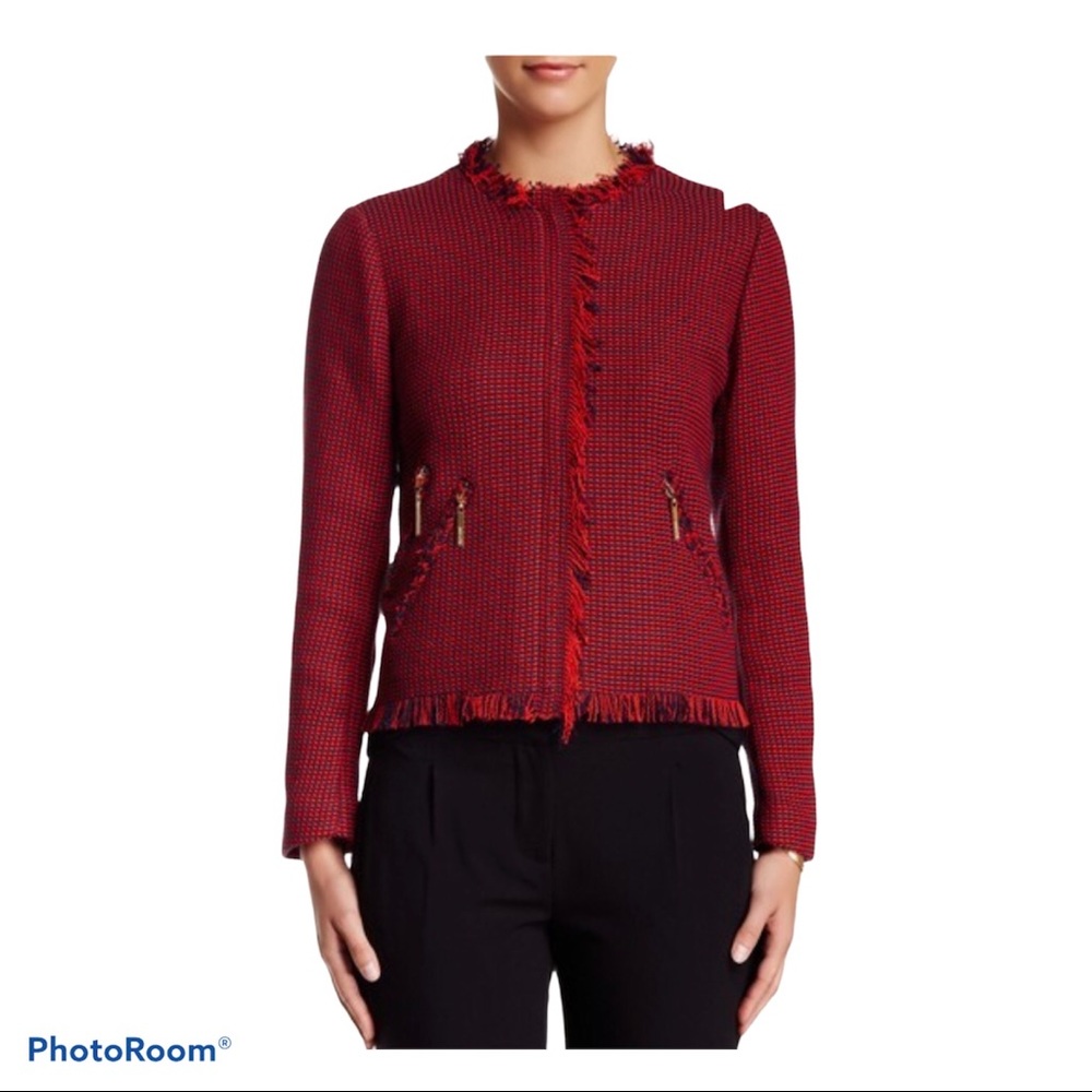 Paperwhite Textured Fringed Career Work Jacket 14
